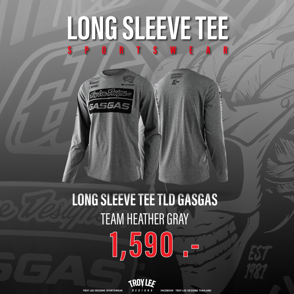 เสื้อแขนยาว Troy Lee Designs Long Sleeve Tee TLD GasGas Team Heather Gray