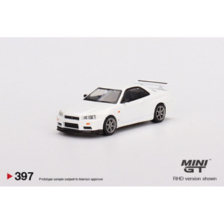 Mini Gt 1/64 Nissan Skyline GT-R R34 V Spec N1 White No.397 (Right-hand version only) มินิจีที รถเหล็ก รถของเล่น