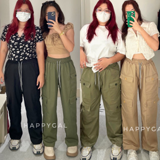 เอว 24-34" Happygal (Baggy pant01) ผ้าร่มหนาเอวยางยืด