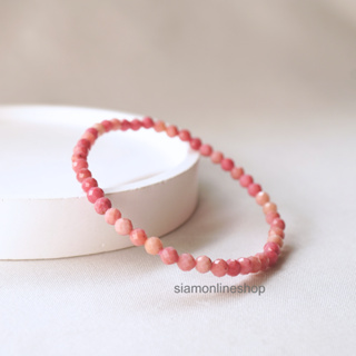 FACETED RHODONITE หินโรโดไนท์ ชมพู แบบเจียเหลี่ยม ขนาด 4 มม. สร้อยข้อมือหินแท้ by siamonlineshop