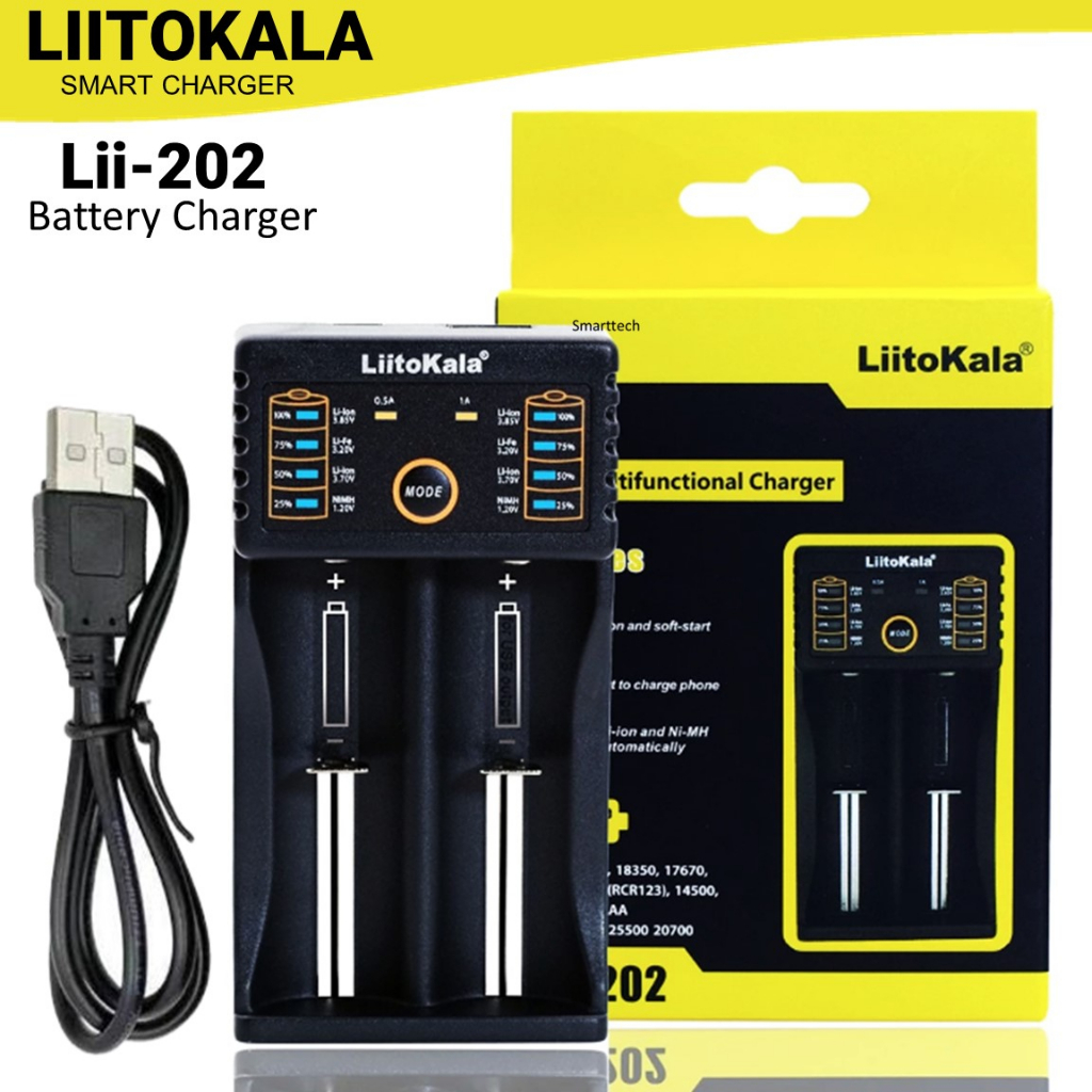 เครื่องชาร์จ 18650 LiitoKala Lii-202 แบบ 2 ช่อง