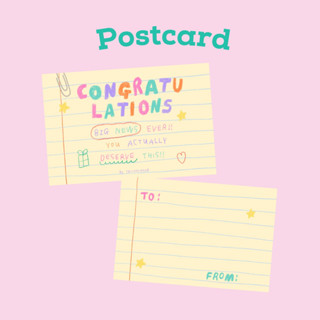 **ทักแชทขอโค้ด** Postcard โปสการ์ด (หน้าหลัง) 🥳📝 ลาย Congrats, big news ever! (PA_005)