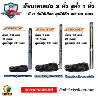 MitsuMax / mitsuflow (ซับเมอร์ส) ปั้มบาดาล ไฟ Ac 220V บ่อ 3 นิ้ว ขนาดท่อ 1 นิ้ว (0.5 HP, 1 HP , 1.5HP) 31MM370 , 31MM1