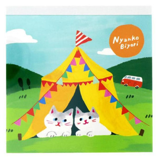 สมุดฉีก Furukawa Paper Works จากญี่ปุ่น ลายแมว Nyanko Biyori (Tent) ขนาด 9.5 x 9.5 x 1 ซม. มี 4 ลาย รวม 100 แผ่น