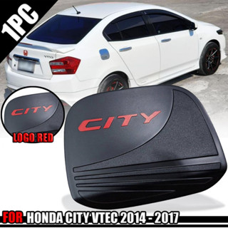 ครอบฝาถังน้ำมัน กันรอยฝาถัง ฝาถังน้ำมัน รุ่น ฮอนด้า ซิตตี้ HONDA CITY ปี 2014 - 2017 สีดำด้าน โลโก้แดง 1 ชิ้น