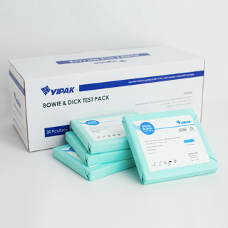 Bowie Dick test pack แผ่น บ่งชี้ การประเมิน ระบบ ประสิทธิภาพ การดูด สูญญากาศ เครื่อง นึ่งอบ ฆ่าเชื้อ