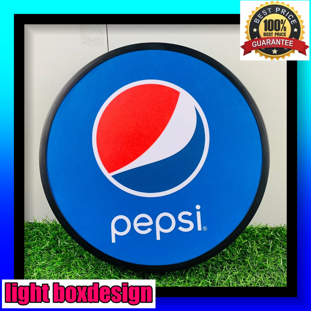 Pepsi ป้ายไฟled ป้ายไฟร้าน ของตกแต่งร้าน ป้าย ป้ายไฟ ด้านเดียว ติดผนัง พร้อมโลโก้ เป๊ปซี่ ขนาด 30-40ซม. พร้อมส่ง