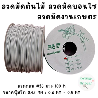 ลวดมัดต้นไม้ ลวดบอนไซ ลวดคล้องป้าย ลวดมัดงานเกษตร / Plastic Coated Garden Wire ตรา Twist Tie (Gauge 26 / 100M)