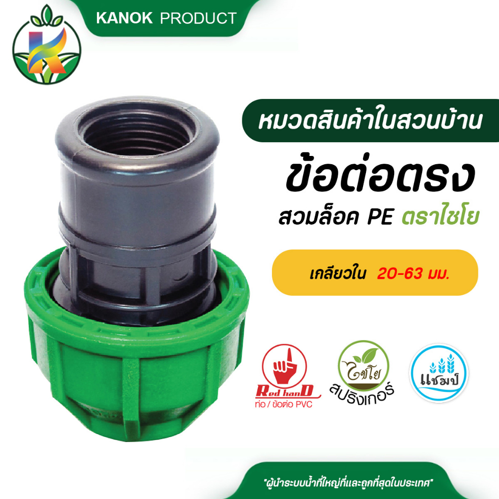 ไชโย ข้อต่อตรงสวมล็อค PE เกลียวใน ขนาด 90มม. x3 นิ้ว