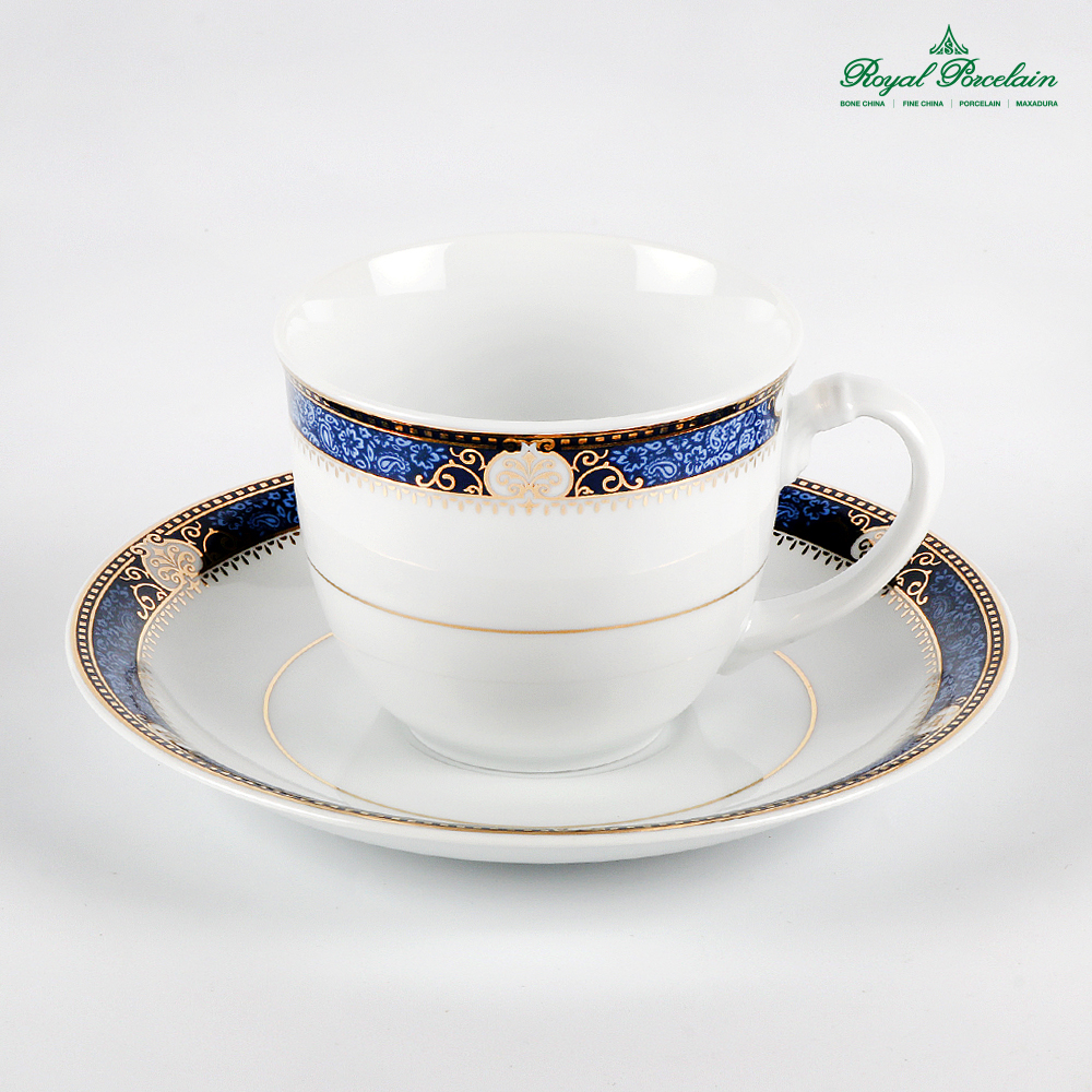 Royal Porcelain แก้วกาแฟจานรอง 1 ที่  พอร์ชเลน ลาย PRECIOUS BLUE แพค1ชุด แบรนด์รอยัลปอร์ซเลน