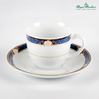 Royal Porcelain แก้วกาแฟจานรอง 1 ที่  พอร์ชเลน ลาย PRECIOUS BLUE แพค1ชุด แบรนด์รอยัลปอร์ซเลน