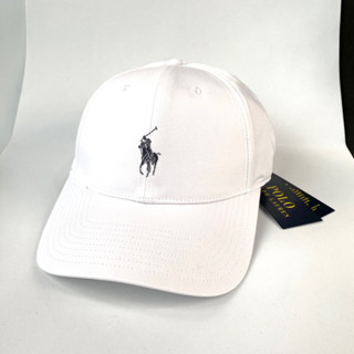 หมวกแก๊ป POLO Ralph Raulen baseball cap สีขาว ตราโลโก้ยาง ลายโลโก้ ของแท้ ปรับสายได้ หมวกเบสบอล โปโล ราล์ฟ ลอเรน ของแท้