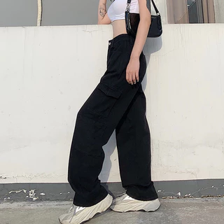 Swan shop กางเกงคาร์โก้ ทรงกระบอก สุดเท่สไตล์วินเทจ หญิงใส่ได้ผู้ชายใส่ดี รุ่นใหม่พร้อมส่งค่ะ