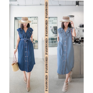 🌈🌿🌸🌼🌺💙🇰🇷 Jeans Sleeveless Button Maxi Dress