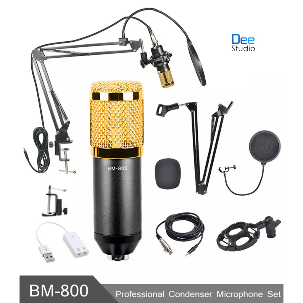 BM-800 Hanging Microphone Kit, Live Broadcast Recording Large Diaphragm Condenser Microphone Set BM-