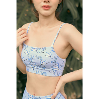 Intimate Sports Bra With Crane Print In Lavender สปอร์ตบรา บราออกกำลังกาย นิ่มสบายกระชับสัดส่วน