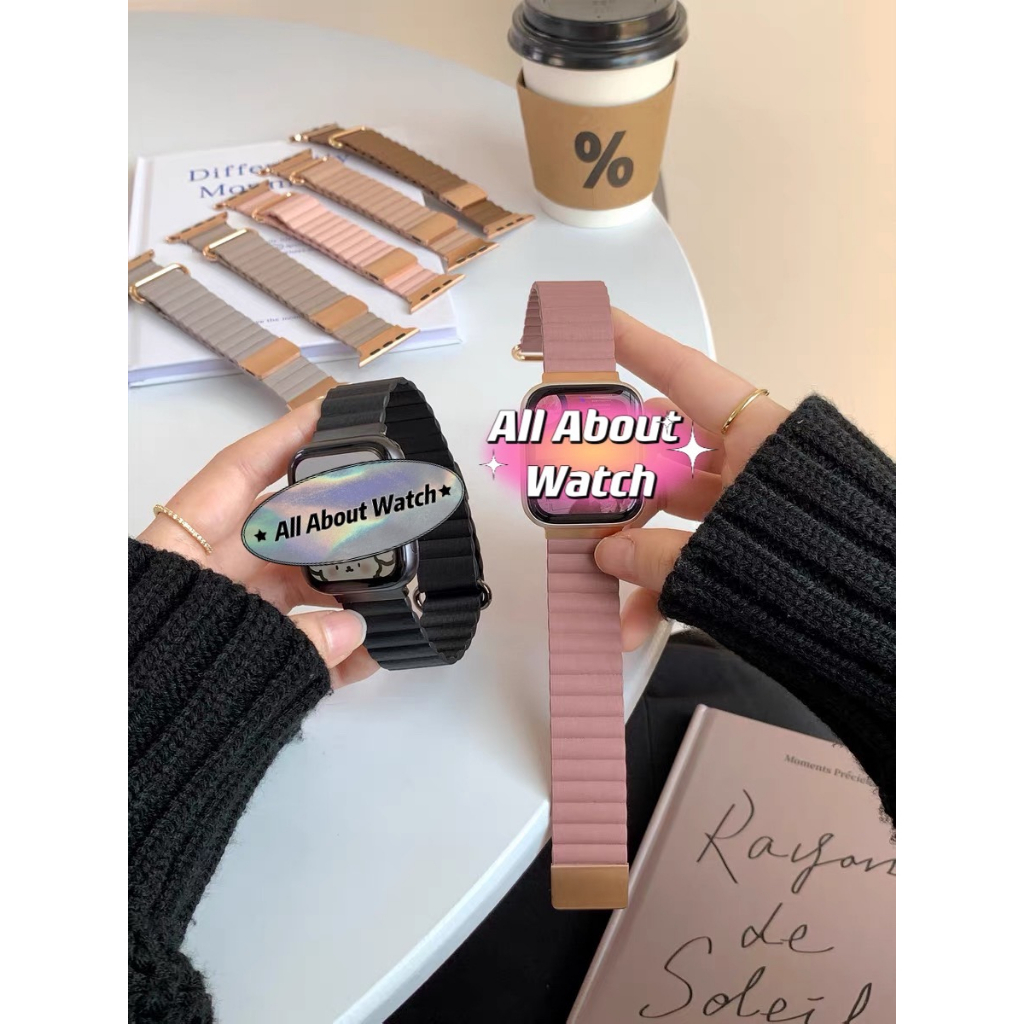 New แบบใหม่ 2022 สายแม่เหล็กลูกฟูก รุ่นใหม่ พร้อมตัวล็อค ใข้ได้กับ Smart Watch 7 6 5 4 3 2 1 Se HW22