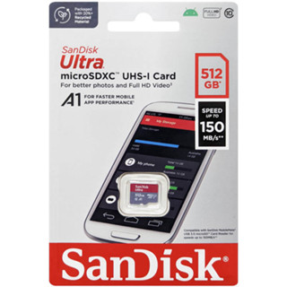 Sandisk Micro SD 512GB Class10 ความเร็ว 150MB/s ประกัน 10 ปี รุ่น SDSQUAC-512G-GN6MN