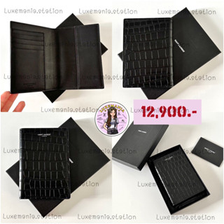 👜: New!! YSL Black Croc Embossed Leather Passport Holder Wallet‼️ก่อนกดสั่งรบกวนทักมาเช็คสต๊อคก่อนนะคะ‼️