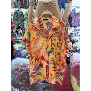 เสื้อฮาวายลายดอกสไตร์วินเทจฟรีไซร้อก32-44ยาว27