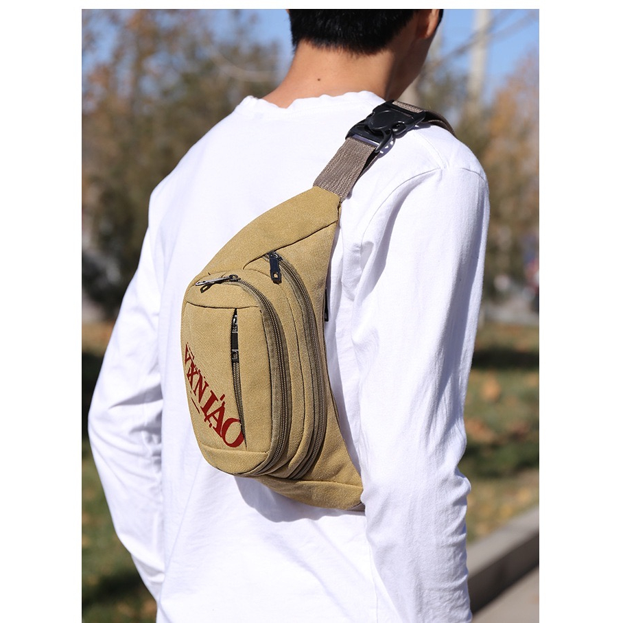 กระเป๋าคาดเอว กระเป๋าคาดอกผู้ชาย YX0021# YXIN Fashion กระเป๋าผ้าเเคนวาส ผ้ากระสอบ
