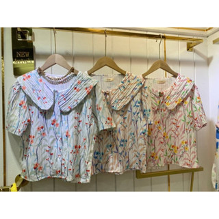 เสื้อคอปกลายดอกแขนสั้นรับsummer