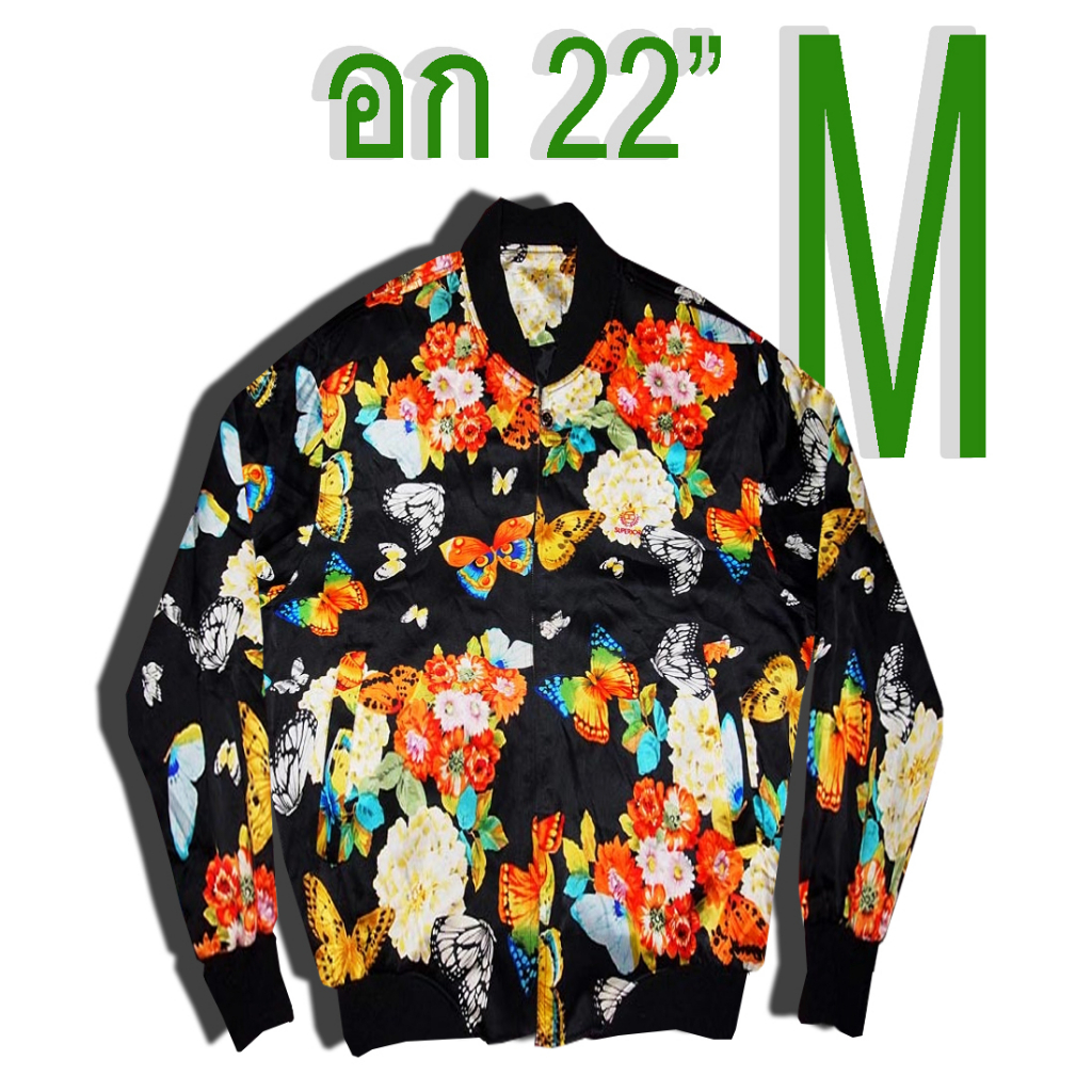 เสื้อผ้ามือสอง SUPERIOE ( สไตล์VERSACE ) ++ ( ลายผีเสื้ อ สวยมาก ๆ ) ++ ผ้ า( บาง)สองชั้น Size:M อก22"