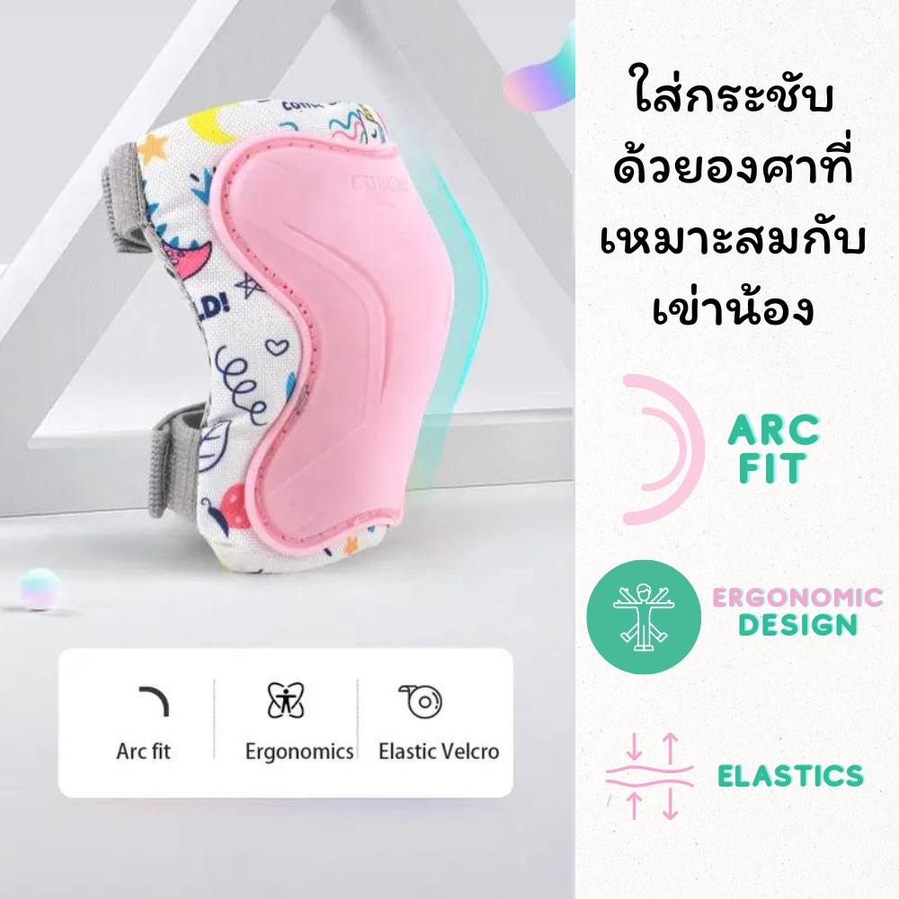 🇰🇷 Korea สนับเข่า สนับศอก สนับมือ 6 ชิ้น สำหรับเด็กใส่เล่นสเก็ต สเก็ตบอร์ด และสกู๊ตเตอร์ Protective Gear Cougar - รูปที่ 2