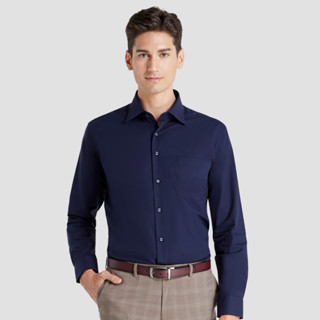 Wide Spread Plain Shirt (Navy)