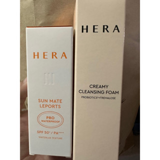 💯 HERA sun mate leports spf50+ / creamy cleansing foam sample size กันแดด / โฟมล้างหน้า ขนาดทดลอง