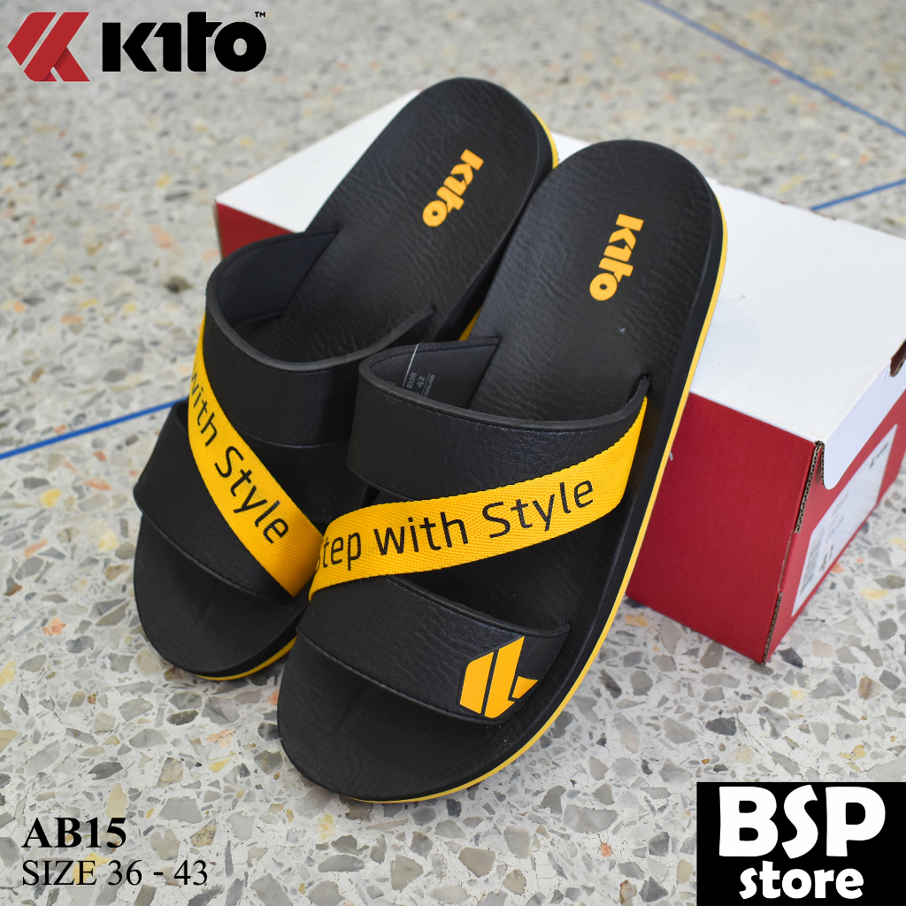 Kito(กีโต้) รุ่น AB15 สีดำ รองเท้าแตะ ชาย หญิง ดีไซน์ทันสมัยเหมาะกับไลฟ์สไตล์วัยรุ่น พื้นหนานุ่ม น้ำ