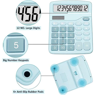 DEXIN bst เครื่องคิดเลขดิจิตอล 2 ระบบ เครื่องคิดเลขดิจิตอล 12 หลักสีฟ้าชมพู DX-837B
