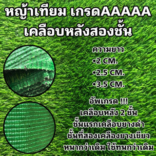 ราคาหญ้าเทียม แบบเคลือบหลัง 2 ชั้น (ดีกว่าหลังดำทั่วไป) เกรดAAAAA มีรูระบายน้ำ เขียวสด สีหญ้างาม (จำหน่ายเป็นตารางเมตร)