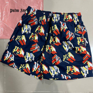 PALM ANGELS 3D PA GRAPHIC SWIMSHORT BLACK/RED กางเกงขาสั้นเอวยางยืด แบรนด์ปาล์มแองเจิล ผ้าร่ม