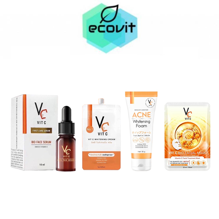 Vit C Bio face Serum (10 ml.) / VC Vit C Whitening Cream 7 g. / VC Vit C Acne Foam (50 g.) /Bio Faci