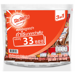 (แพ็ค 33 ซอง) Ovaltine โอวัลติน เครื่องดื่มมอลต์สกัตรสช็อกโกแลตปรุงสำเร็จชนิดผง 957 กรัม