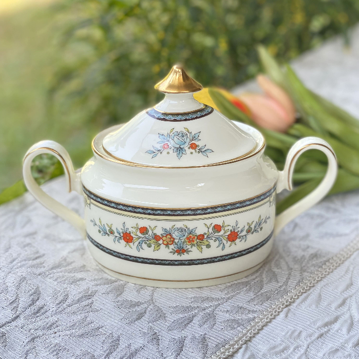 *มีตำหนิ* โถน้ำตาล Minton "Stanwood" Lidded Sugar Bowl Bone China Made in England โถเครื่องปรุุง โถช