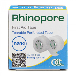 Rhinopore ไรโนพอร์ เทปใส เทปแต่งแผล ไม่ระคายเคืองผิว ขนาด 1/2 นิ้ว x 5 หลา จำนวน 1 ม้วน 21296