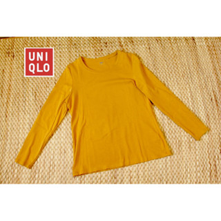 UNIQLO x Cotton x XL สีเหลืองมัสตาร์ด ❌ตำหนิ อก 36-40 ยาว 24 • Code : 848(1)