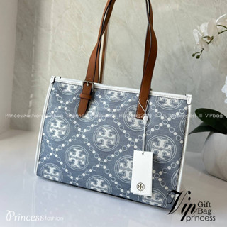 T0RY Burch Small T Monogram Denim Tote / T0RY Burch Demim Jacquard Small Tote  คอลเลคชั่นใหม่ กระเป๋าทรงโท้ท