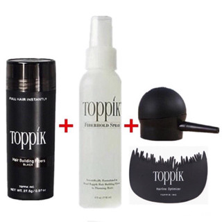 Toppik Hair Building Fiber ได้ 4 ชิ้น ปิดผมบาง ผงโรยหัว + เสปรย์ + หัวพ่น + หวี