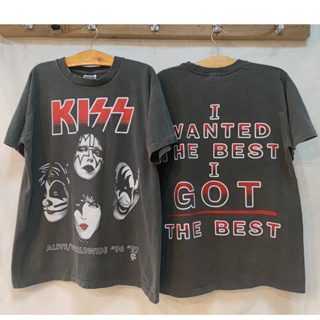 KISS⚡️เสื้อยืดผ้าฟอก bio Unisex Cotton 💯 งานใหม่ ทำเก่า ผ้าฟอกเฟดนุ่ม ไร้ตะเข็บข้าง สกรีนจม หน้าหลัง ⚡️⚡️