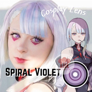 พร้อมส่งจากไทย คอนแทคเลนส์คอสเพลย์ Spiral Violet | Lucy Cyberpunk สีม่วงอ่อนเข้มวงกลม