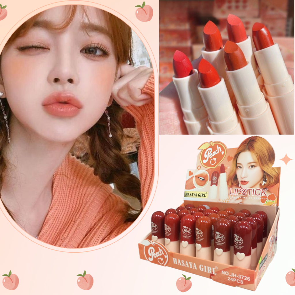 JH-3726 ลิป ลิปสติก ลิปแคปซูล ลิปพีช ลิปเนื้อฉ่ำ เพิ่มความชุ่มชื้น สีสวยสดใสติดทนนาน ลิปHasaya Girl