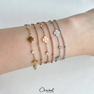 Orachat | Lucky clover 14k bracelet. (สร้อยข้อมือตัวเรือนสแตนเลส)