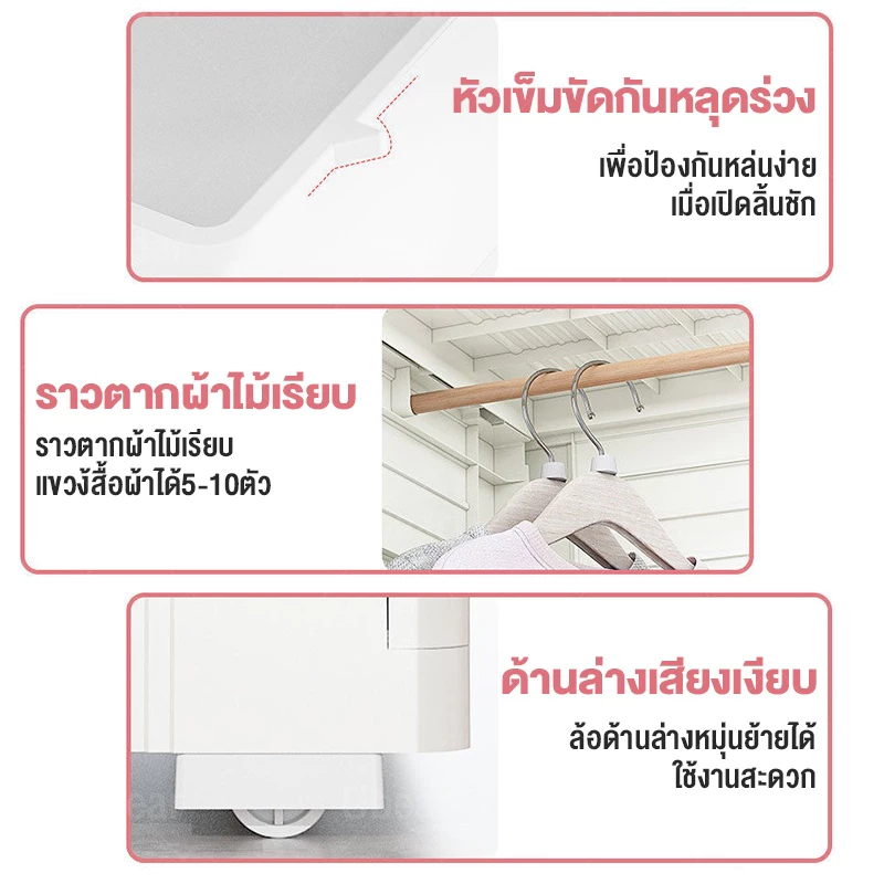UBEAR ตู้เสื้อผ้าเด็ก ที่เก็บของประตูคู่และลิ้นชัก 3/4/5ชั้น ตู้เสื้อผ้า พร้อมล้อเลื่อน หยัดพื้นที่ thumbnail 9