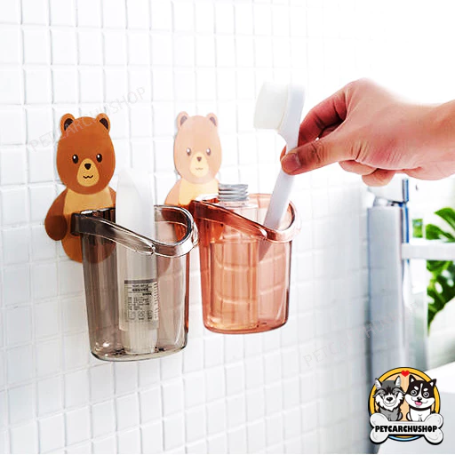 ที่วางแปรงสีฟัน หมีน้อยน่ารัก แปรงสีฟันติดผนัง ชั้นวางของในห้องน้ำ ไม่จําเป็นต้องเจาะรู ติดผนัง ระบาย ไม่ขึ้นรา