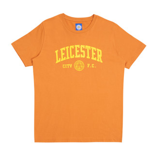 Leicester City T-Shirt เสื้อยืดคอกลมแขนสั้นสีส้ม ลายคำว่า  LESTER CITY F.C. สัญลักษณ์สโมสร  Leicester City