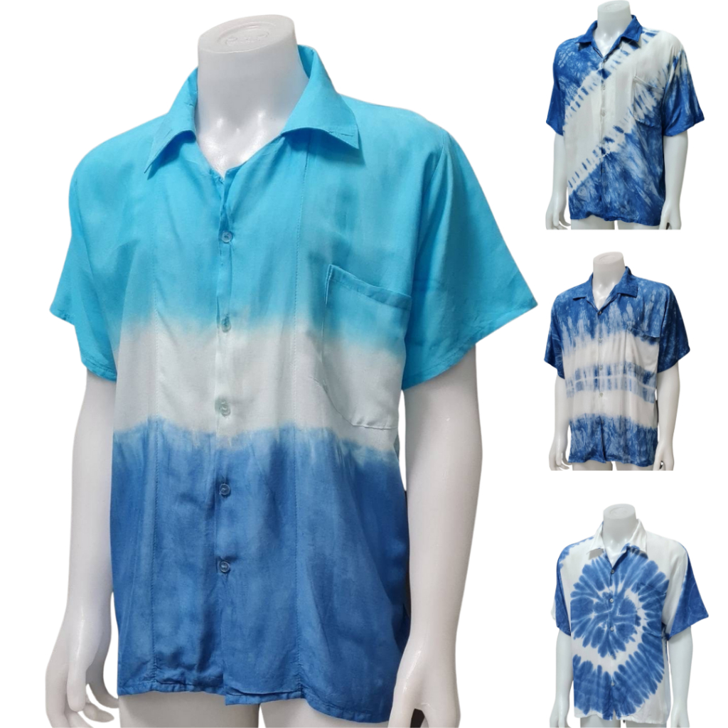 เสื้อมัดย้อมฮาวาย เนื้อผ้าแมมเบริต์งานHandmadeมีกระเป๋าเสื้อ