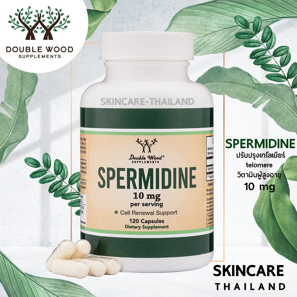 Spermidine 10 mg Double Wood (120 แคปซูล) | สเปอมิดีนจากธรรมชาติ  เสริมการดูแลเซลล์และสุขภาพองค์รวม
